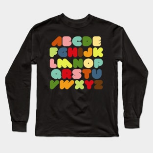 ABC Alphabet Retro Bold Letters Long Sleeve T-Shirt